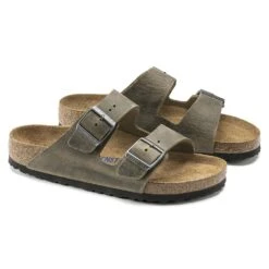 Birkenstock Arizona Soft Footbed Faded Khaki Oiled Nubuck Leather- Regular/Wide -Cheap Outmove Shoes Store 1019313 pair