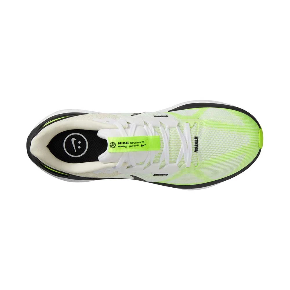 Men's Nike Air Zoom Structure 25 Running Shoe - White/Black-Volt-Phantom- Regular (D) 4 Men's Nike Air Zoom Structure 25 Running Shoe - White/Black-Volt-Phantom- Regular (D) - Image 4