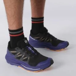 Salomon Men's Pulsar Trail Shoe - Black/Clematis Blue/Blazing Orange- Regular (D) -Cheap Outmove Shoes Store L41603200 b1e1cabd0093cd16fb7753cd530c28a3